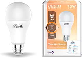 Фото 1/10 Gauss Лампа Smart Home A60 10W 1055lm 2700К E27 диммируемая LED