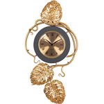 Интерьерные настенные часы Monstera Deliciosa mini серый, с декоративными элементами бронзового цвета 45027/серый