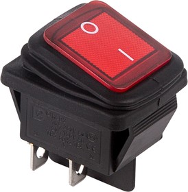 Фото 1/5 36-2360, Выключатель клавишный 250V 15А (4с) ON-OFF красный с подсветкой ВЛАГОЗАЩИТА (RWB-507)