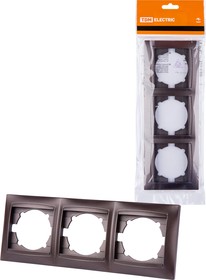 Фото 1/5 Рамка 3-х постовая горизонтальная шоколад "Лама" TDM