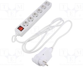LPS274, Plug socket strip: supply; Sockets: 6; 230VAC; 16A; white; 2m; IP20