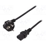 AK-440109-008-S, Cable; CEE 7/7 (E/F) plug angled,IEC C13 female; 750mm; black