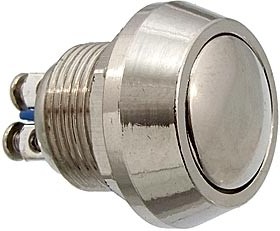 PBS-28B D-12 MM STEEL, (OFF-ON), Кнопка антивандальная металлическая, 2А 36В, без фиксации на замыкание, резьба М12