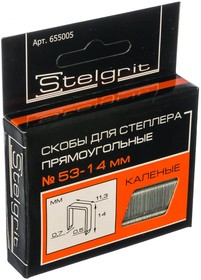 Фото 1/10 Cкобы для мебельного степлера каленые тип 53 - 14x0,7 мм 1000 шт./уп. Stelgrit 655005 (11612208)