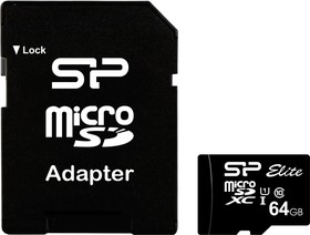 Фото 1/3 SP064GBSTXBU1V10SP, Карта памяти Silicon Power Elite 64GB Class 10. UHS-I U1. Full HD