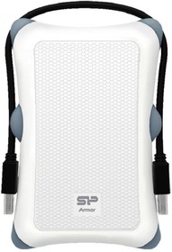 Фото 1/9 SP010TBPHDA30S3W, Портативный HDD Silicon Power Armor A30 1 TB USB 3.2, белый, резина