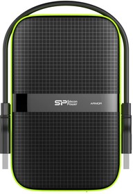 Фото 1/9 SP020TBPHDA60S3K, Портативный HDD Silicon Power Armor A60 2 TB USB 3.2, черный, пластик