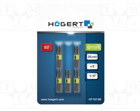 HT1S138, Насадка; Torx®; TX25; Длина: 25мм; Монтаж: 1/4" (C6,3мм); 5шт.