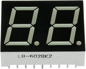 LB-602MA2, LED Displays & Accessories LED #2 DIGIT DISP .6"CAGRNSHORT LEAD