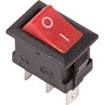 36-2031, Переключатель клавишный 250V 3А (3с) ON-ON красный Micro (RWB-102)