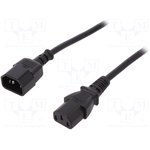 AK-440201-012-S, Cable; IEC C13 female,IEC C14 male; 1.2m; black; 10A; 250V