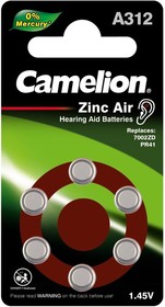 ZA312, Элемент питания воздушно-цинковый(для слуховых аппаратов)(6шт) 1.4В