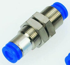 KCE10-00, KC Series Bulkhead Tube-to-Tube Adaptor, Push In 10 mm to Push In 10 mm, Tube-to-Tube Connection Style