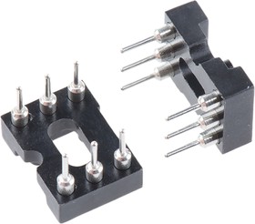 Фото 1/2 POS-306-S001-95, 2.54mm Pitch Vertical 6 Way, Through Hole Turned Pin Open Frame IC Dip Socket