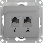 Розетка компьютерная + телефонная 2-м СП Glossa RJ45 + RJ11 кат.5E механизм ...