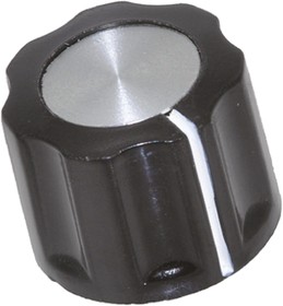 Фото 1/2 15.9mm Black Potentiometer Knob for 6.35mm Shaft Splined, PKE60B1/4