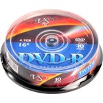 Носители информации DVD-R (VSDVDRCB1001), 4,7 GB 16x, VS, 10шт/уп