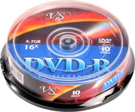 Фото 1/3 Носители информации DVD-R (VSDVDRCB1001), 4,7 GB 16x, VS, 10шт/уп