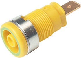 972356188, Green/Yellow Female Banana Plug - Tab, 1000 V ac/dc