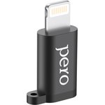 Адаптер PERO AD01 LIGHTNING TO MICRO USB, черный