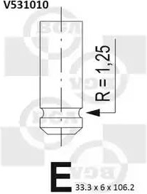 Фото 1/2 V531010, V531010_клапан впускной! 33.3x6x106.2\ Peugeot 206/307/406/806 2.0i 16V 98