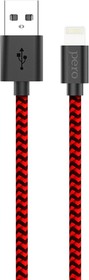 Фото 1/4 4603740875943, Кабель USB PERO DC-04 8-pin Lightning, 2А, 1м, Red-black