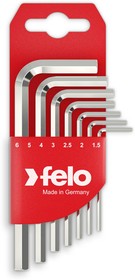 Фото 1/6 Felo Набор ключей Г-образных шестигранных коротких 7шт HEX 1,5-6,0мм 34500711