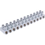 0 342 33, Non-Fused Terminal Block, 12-Way, 50A, 16 mm² Wire, Screw Down Termination