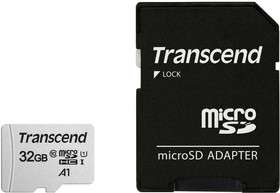 Фото 1/10 Флеш карта microSDHC 32GB Transcend TS32GUSD300S-A + adapter