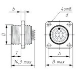 МР1-102-2-В без кожуха, Вилка приборная резьбовая с золоченными контактами