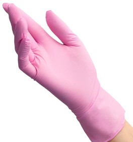 Фото 1/3 Мед.смотров. перчатки нитрил, н/c, н/о, текстур, Benovy (S) 50п/уп, розовый