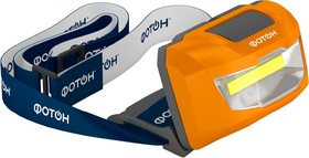 Фото 1/7 23063, Фонарь налобный светодиодный Фотон SH-600 (3Вт, 3xLR03 в комплекте) 3 режима, белый/оранжевый