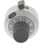 18B11B010, 22.2mm Silver Potentiometer Knob for 6mm Shaft Splined, 18B11B010