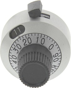 Фото 1/2 18B11B010, 22.2mm Silver Potentiometer Knob for 6mm Shaft Splined, 18B11B010