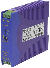 Фото 1/3 DRA18-12A, DRA18 DIN Rail Power Supply, 90 264V ac ac Input, 12V dc dc Output, 1.5A Output, 18W