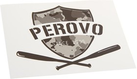 И-18, Наклейка виниловая вырезанная "PEROVO" 12x9см черная AUTOSTICKERS