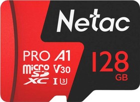 Фото 1/10 NT02P500PRO-128G-R, Карта памяти Netac MicroSD card P500 Extreme Pro 128GB, retail version w/SD