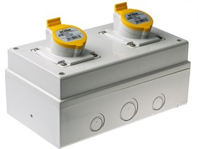 Фото 1/5 671.1620, IP44 Yellow Surface Mount 2P + E Industrial Power Socket, Rated At 16A, 100 → 130 V