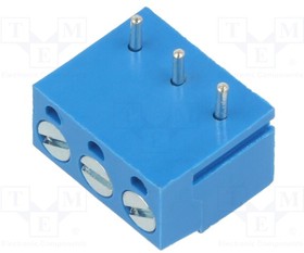 XY300RA-3P 5.0MM BLUE, PCB terminal block; straight; 5mm; ways: 3; on PCBs; terminal; blue