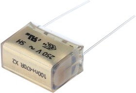 Фото 1/3 PMR209MC6100M470R30, RC Capacitor 100nF 470 Tolerance ±20% 250 V ac, 630 V dc 1-way Through Hole PMR209 Series