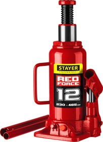43160-12_z01, STAYER RED FORCE, 12 т, 230 - 465 мм, бутылочный гидравлический домкрат, Professional (43160-12)
