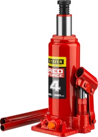 43160-4_z01, STAYER RED FORCE, 4 т, 195 - 380 мм, бутылочный гидравлический домкрат, Professional (43160-4)