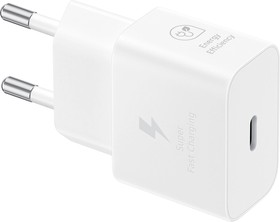 Фото 1/6 Сетевое зарядное устройство Samsung EP-T2510, USB type-C, 25Вт, 3A, белый [ep-t2510nwegww]