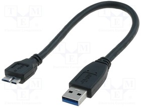 AK-300117-003-S, Cable; USB 3.0; USB A plug,USB B micro plug; nickel plated