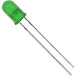 TLHG5400, Светодиод, Зеленый, Сквозное Отверстие, T-1 3/4 (5mm), 20 мА, 2.4 В, 575 нм