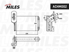 Фото 1/3 Радиатор печки MILES ACHM002 VAG A3 1.6-1.9TDi 96- / GOLF / PASSAT 1.6-2.8 87-01