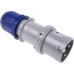 213.323, IP44 Blue Cable Mount 2P + E Industrial Power Plug, Rated At 32A, 230 V