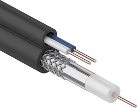 ККСВ-П (01-4002), Кабель видеонаблюдения (коаксиальный +2х0.5мм), черный [бухта-9 М.]