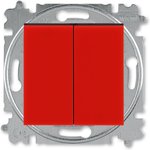 ABB EPJ Levit красный / дымчатый чёрный Выключатель 2-клавишный