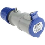 313.3243, IP44 Blue Cable Mount 2P + E Industrial Power Socket, Rated At 32A, 230 V